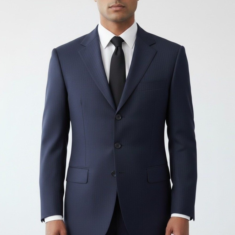 Ermenegildo Zegna Blazer Navy Blue Pinstripe Wool Suit Jacket IT 56R